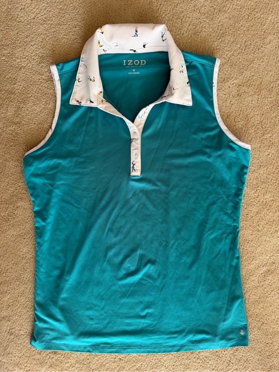 Izod Tops - IZOD Teal Sleeveless Polo with Golf Themed Collar